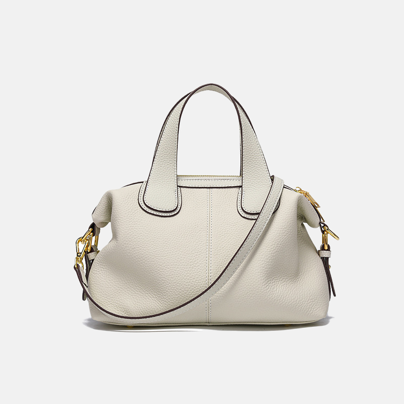 Minimalistische Damen Vollnarbenleder Reißverschluss Crossbody Schulterriemen Top Handle Tasche