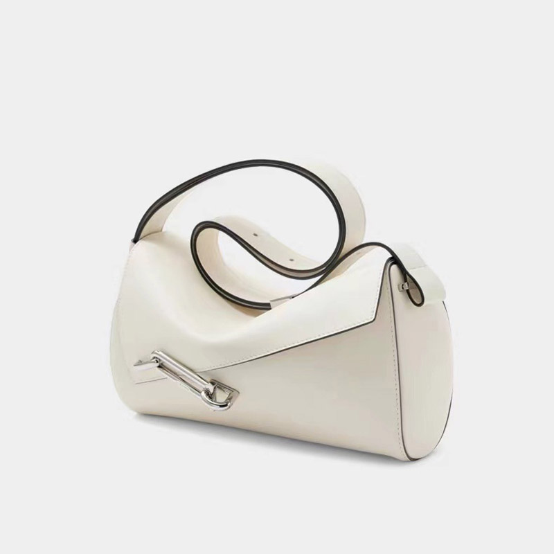 Damen Vintage Cowhide Leder Asymmetrische Klappe Crossbody Umhängetasche In Silber Schloss