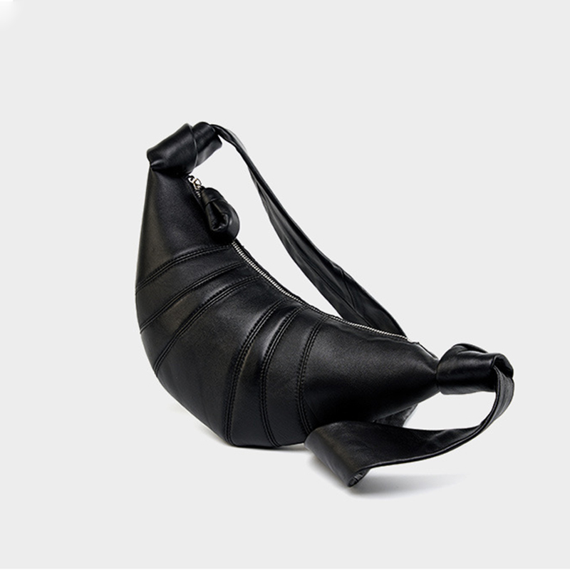 Women's Lambskin Dumpling-Shaped Zipper Crossbody Shoulder Bags