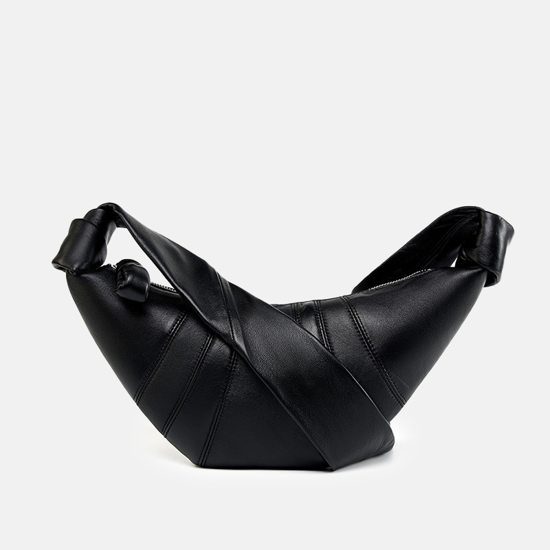 Women's Lambskin Dumpling-Shaped Zipper Crossbody Shoulder Bags