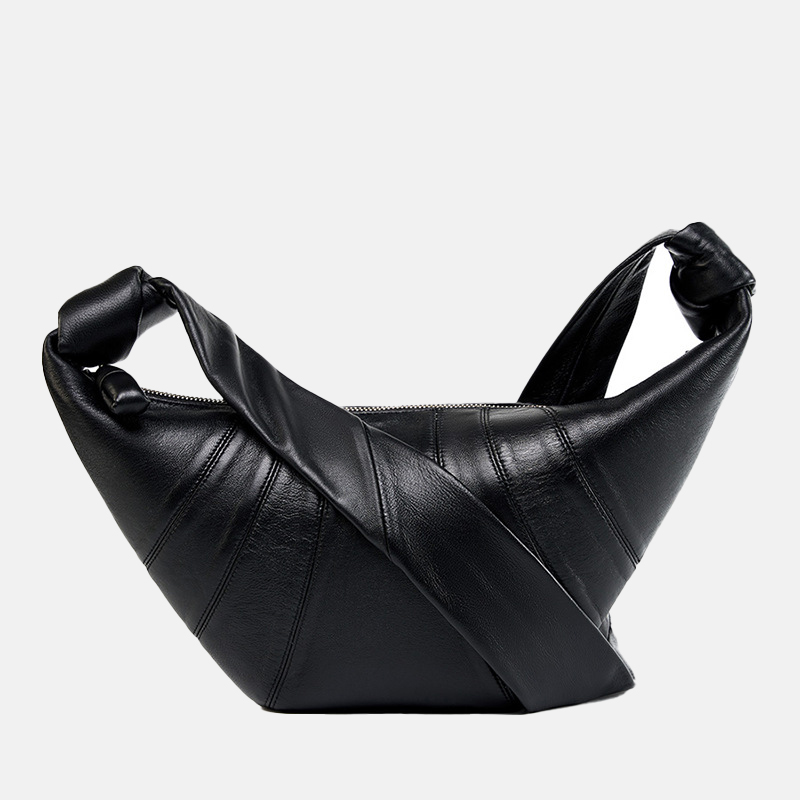 Women's Lambskin Dumpling-Shaped Zipper Crossbody Shoulder Bags