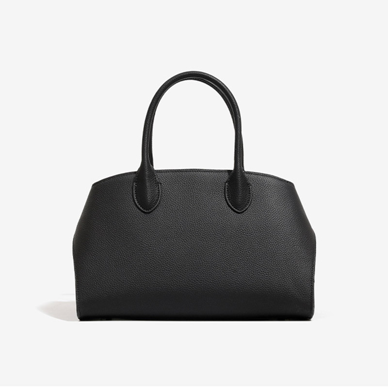 Minimalistische Damen Vollnarbenleder Schulter Crossbody Top Handle Tasche mit silberner Hardware