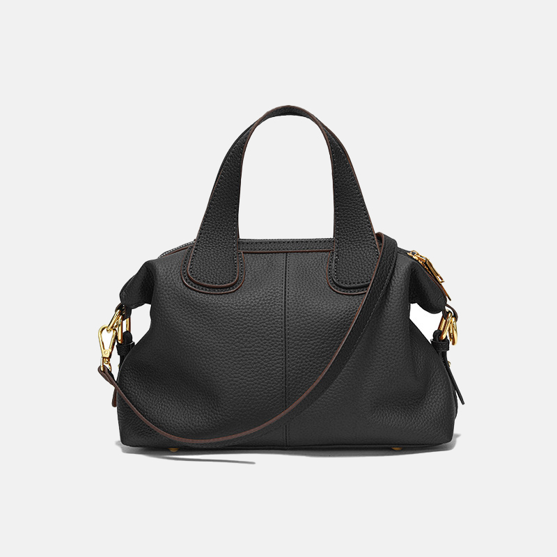 Minimalistische Damen Vollnarbenleder Reißverschluss Crossbody Schulterriemen Top Handle Tasche