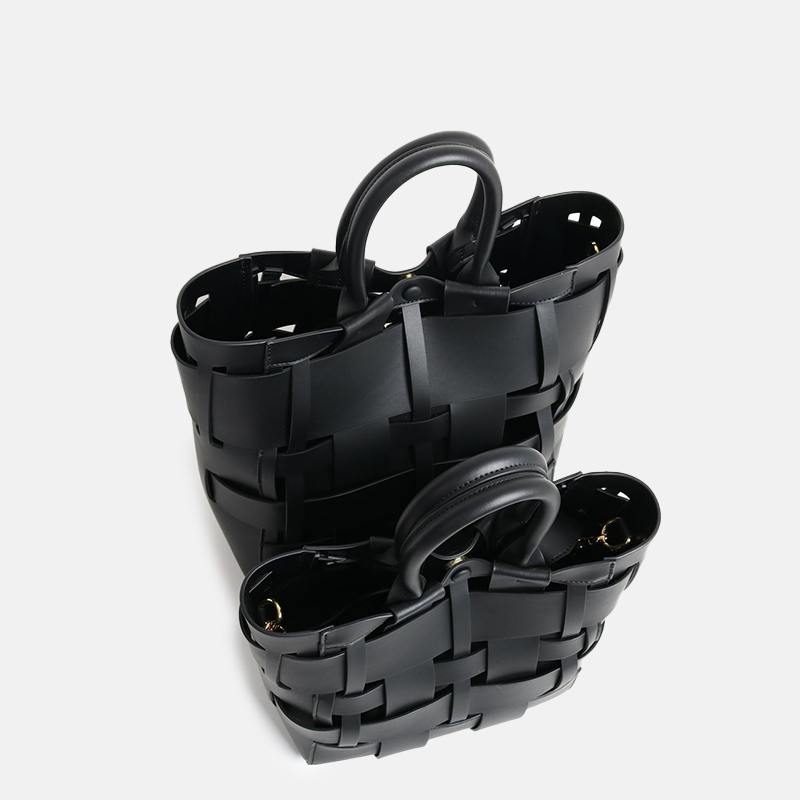 Damen Minimalistisch Geflochtenes Gespaltenes Leder Hohle Crossbody Schulterriemen Tote Handtasche