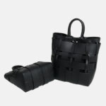 Damen Minimalistisch Geflochtenes Gespaltenes Leder Hohle Crossbody Schulterriemen Tote Handtasche