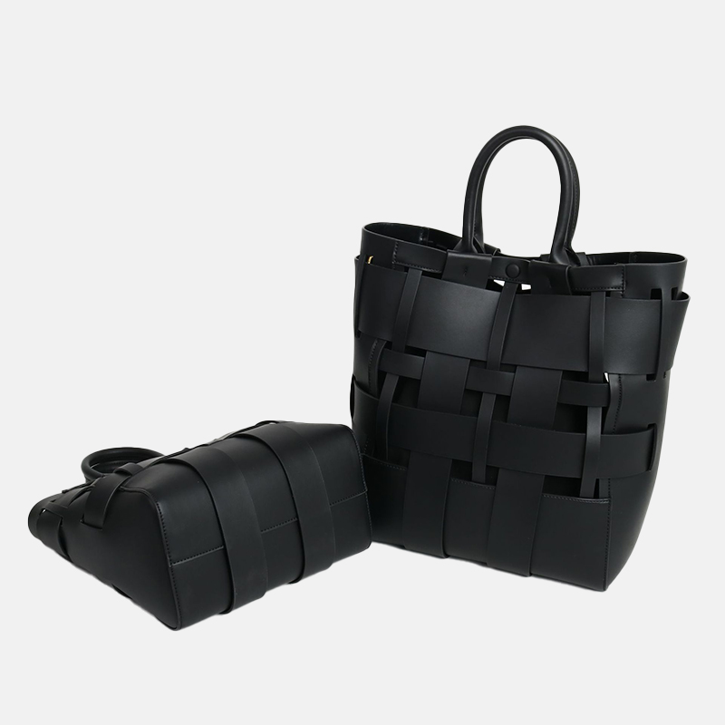 Damen Minimalistisch Geflochtenes Gespaltenes Leder Hohle Crossbody Schulterriemen Tote Handtasche