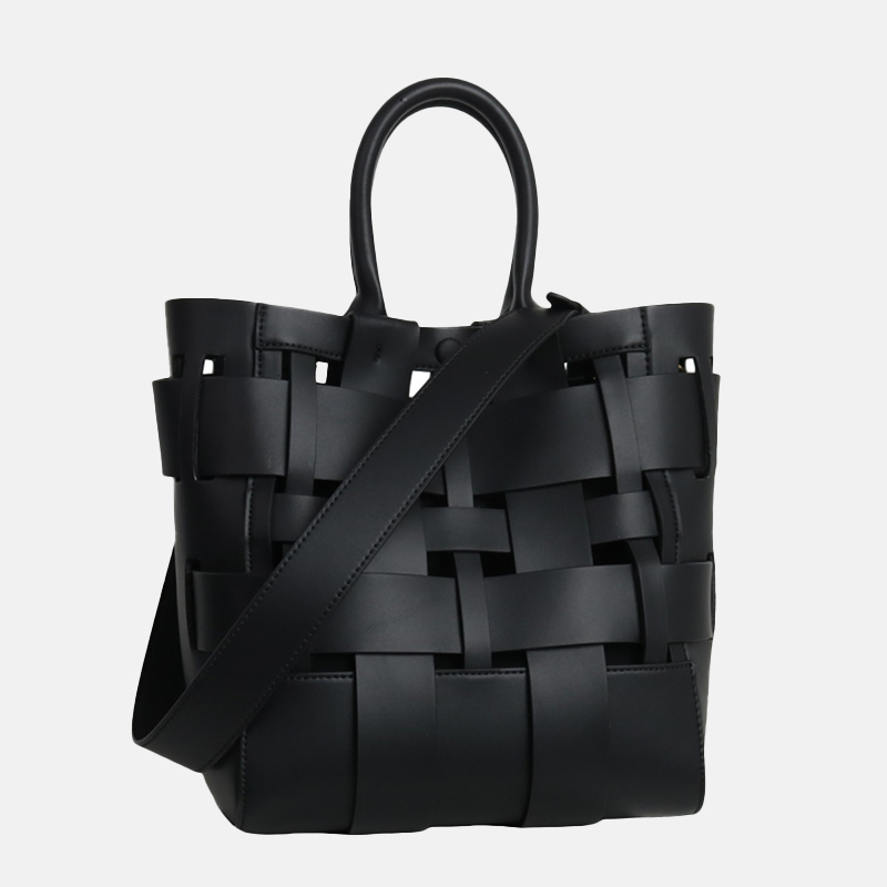 Women's Minimalist Woven Split Leather Hollow Crossbody Shoulder Strap Tote Handbag