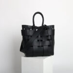 Damen Minimalistisch Geflochtenes Gespaltenes Leder Hohle Crossbody Schulterriemen Tote Handtasche