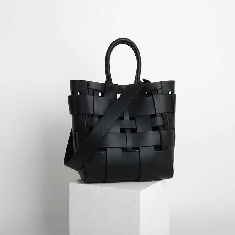 Damen Minimalistisch Geflochtenes Gespaltenes Leder Hohle Crossbody Schulterriemen Tote Handtasche