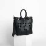 Damen Minimalistisch Geflochtenes Gespaltenes Leder Hohle Crossbody Schulterriemen Tote Handtasche