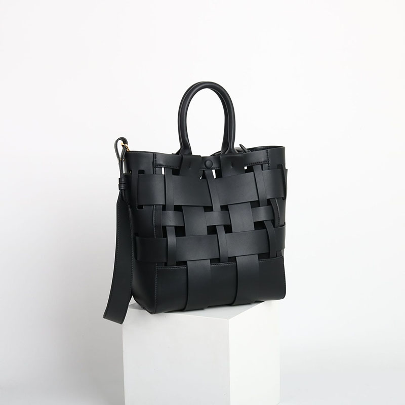 Damen Minimalistisch Geflochtenes Gespaltenes Leder Hohle Crossbody Schulterriemen Tote Handtasche