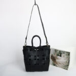 Damen Minimalistisch Geflochtenes Gespaltenes Leder Hohle Crossbody Schulterriemen Tote Handtasche