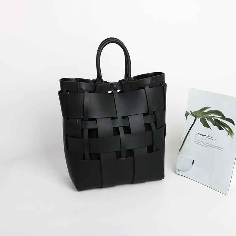 Damen Minimalistisch Geflochtenes Gespaltenes Leder Hohle Crossbody Schulterriemen Tote Handtasche