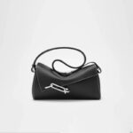 Damen Vintage Cowhide Leder Asymmetrische Klappe Crossbody Umhängetasche In Silber Schloss
