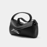 Damen Vintage Cowhide Leder Asymmetrische Klappe Crossbody Umhängetasche In Silber Schloss