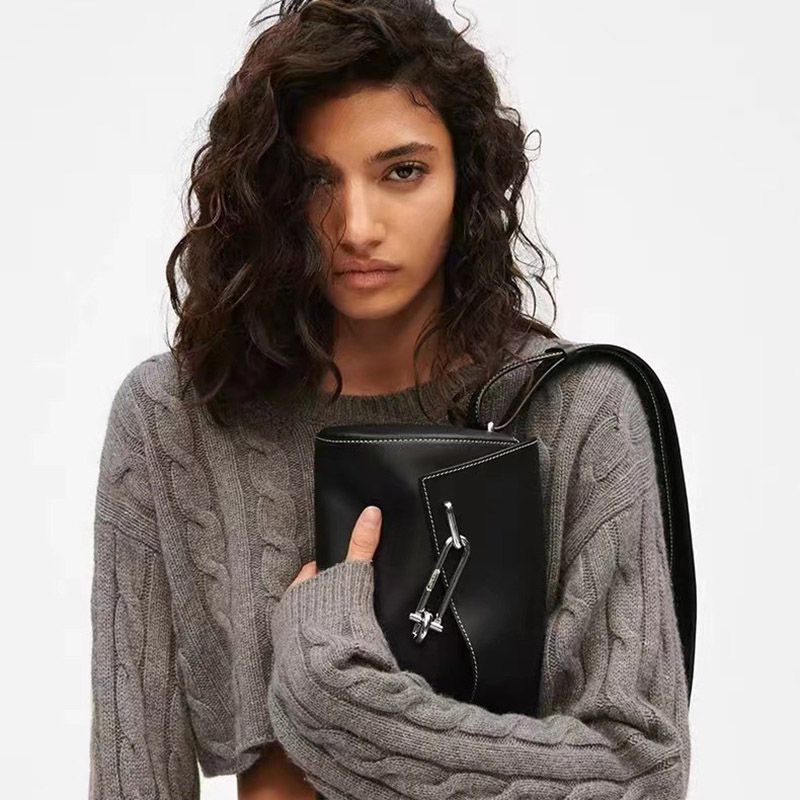 Damen Vintage Cowhide Leder Asymmetrische Klappe Crossbody Umhängetasche In Silber Schloss