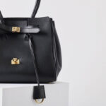 Women's Vintage Cowhide Leather Shoulder Tote Bag With Lock Closure
