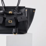 Women's Vintage Cowhide Leather Shoulder Tote Bag With Lock Closure