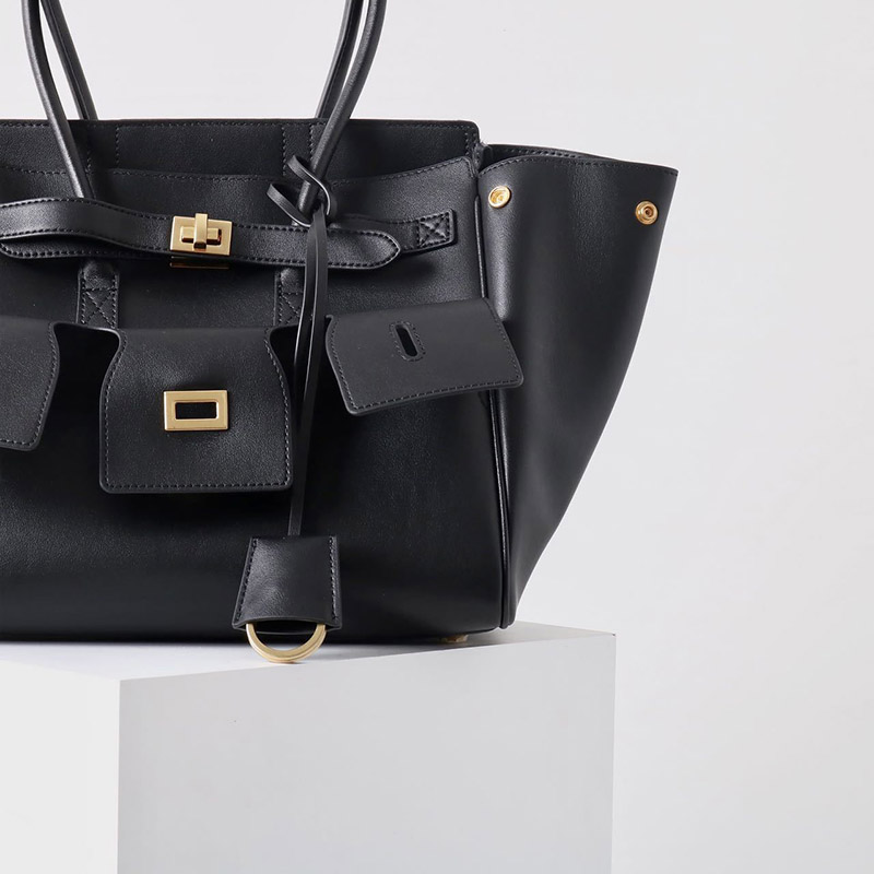 Women's Vintage Cowhide Leather Shoulder Tote Bag With Lock Closure