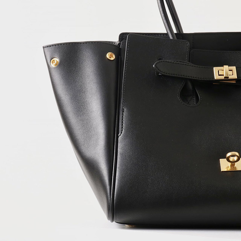 Women's Vintage Cowhide Leather Shoulder Tote Bag With Lock Closure