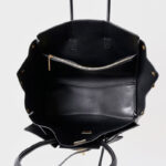 Women's Vintage Cowhide Leather Shoulder Tote Bag With Lock Closure