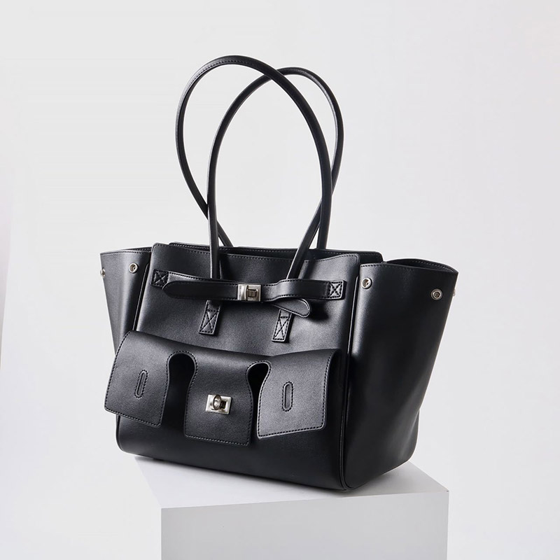 Women's Vintage Cowhide Leather Shoulder Tote Bag With Lock Closure