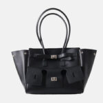 Women's Vintage Cowhide Leather Shoulder Tote Bag With Lock Closure