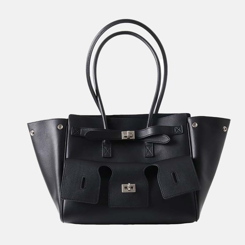 Women's Vintage Cowhide Leather Shoulder Tote Bag With Lock Closure