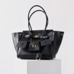 Women's Vintage Cowhide Leather Shoulder Tote Bag With Lock Closure