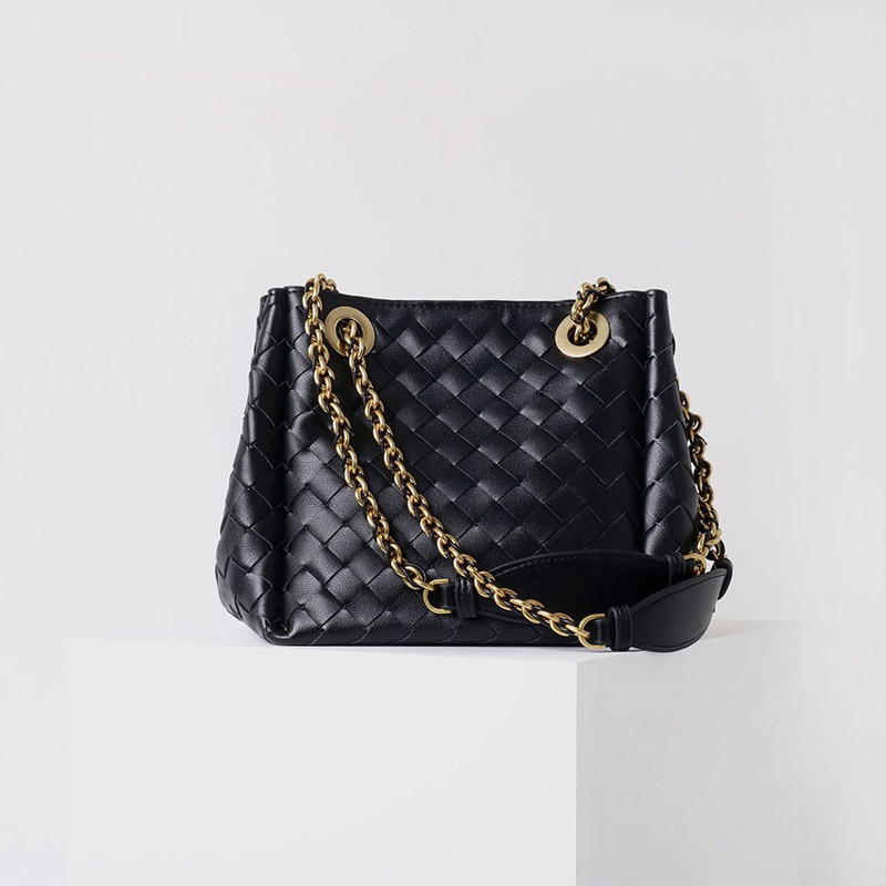 Women's Vintage Genuine  Leather Woven Crossbody Chain Strap Shoulder Bag