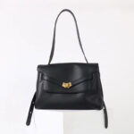 Women's Vintage Leather Shoulder Satchel Bag In Gold Hardware