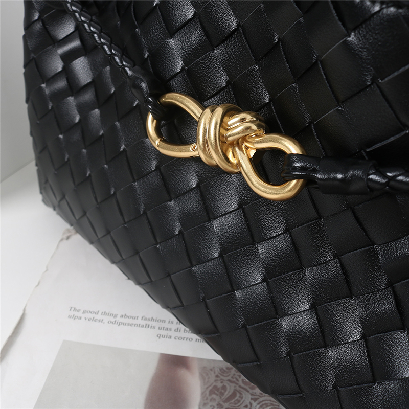Women's Woven Leather Bow Rope Crossbody Shoulder Handbag