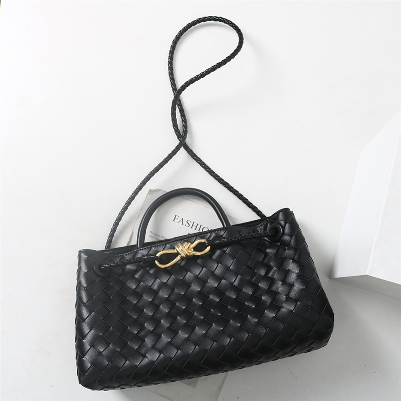 Women's Woven Leather Bow Rope Crossbody Shoulder Handbag