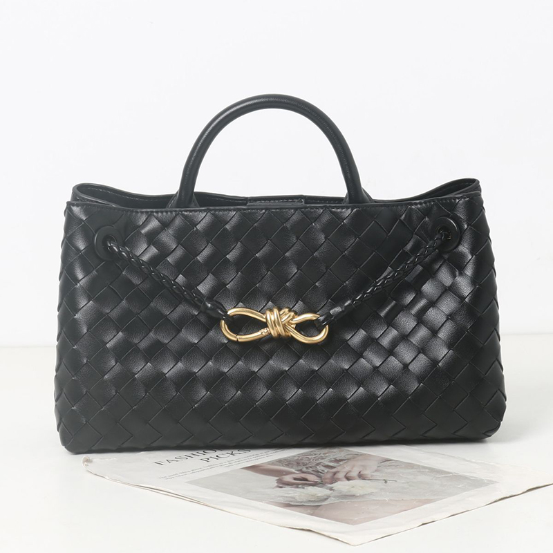 Women's Woven Leather Bow Rope Crossbody Shoulder Handbag