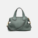 Minimalistische Damen Vollnarbenleder Reißverschluss Crossbody Schulterriemen Top Handle Tasche