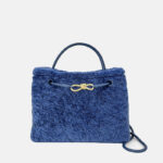 Femmes Vintage Lambswool Plush Metal Bow Shoulder Crossbody Handbag