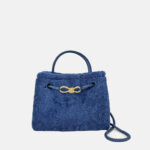 Femmes Vintage Lambswool Plush Metal Bow Shoulder Crossbody Handbag