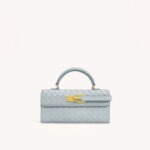 Sac à main en cuir véritable tissé pour femmes avec fermeture en or