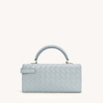 Sac à main en cuir véritable tissé pour femmes avec fermeture en or