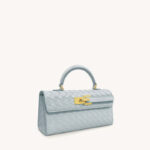 Sac à main en cuir véritable tissé pour femmes avec fermeture en or