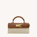 Sac à main en cuir véritable pour femmes avec fermeture en or