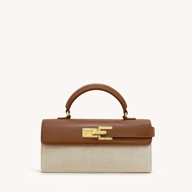 Sac à main en cuir véritable pour femmes avec fermeture en or