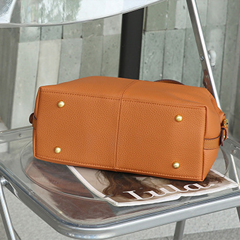 Minimalistische Damen Vollnarbenleder Reißverschluss Crossbody Schulterriemen Top Handle Tasche