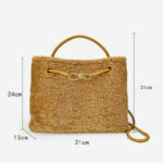 Femmes Vintage Lambswool Plush Metal Bow Shoulder Crossbody Handbag