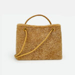 Femmes Vintage Lambswool Plush Metal Bow Shoulder Crossbody Handbag