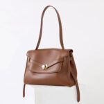 Women's Vintage Leather Shoulder Satchel Bag In Gold Hardware