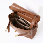 Women's Vintage Leather Shoulder Satchel Bag In Gold Hardware