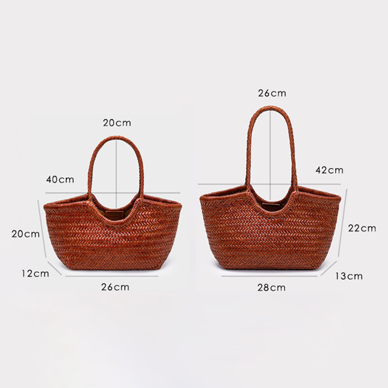 Sac fourre-tout vintage en cuir de grain supérieur tressé pour femmes