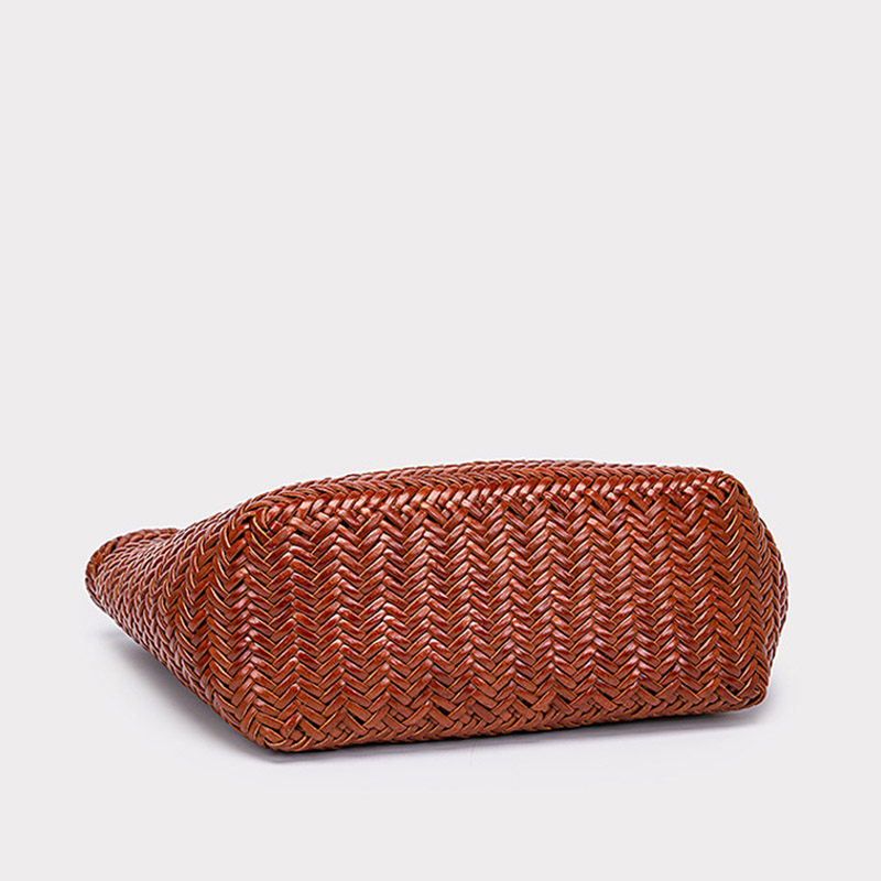 Sac fourre-tout vintage en cuir de grain supérieur tressé pour femmes