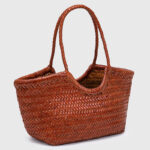 Sac fourre-tout vintage en cuir de grain supérieur tressé pour femmes